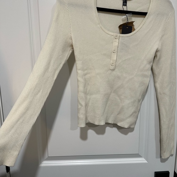 Vero Moda Ivory Ribbed Long Sleeve Top - Picture 7 of 9
